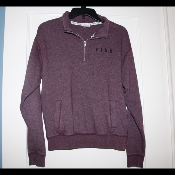 Tops - PINK: Maroon Half Zip Up